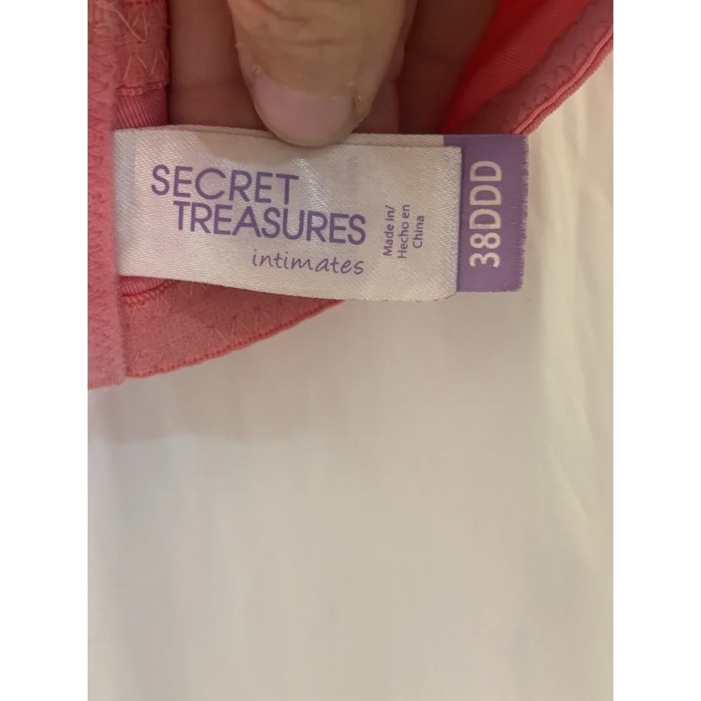 Secret Treasures‎ Bra 38DDD Pink Tailored T-Shirt Underwire Lightly Padded Coral